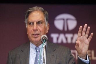 Ratan Tata gestures during the annual general meeting of Tata Steel Ltd., in Mumbai