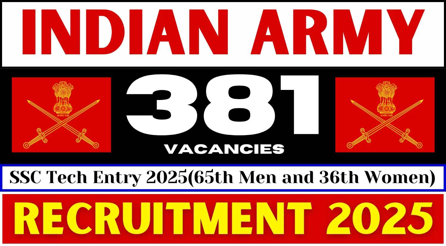 Indian Army SSC Tech Entry 2025 Apply for 381 Vacancies under 65th Men and 36th Women Course